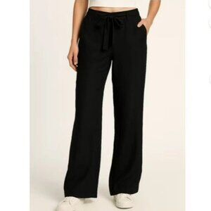 NEW Soundstyle Women's M Black Linen Blend Wide-Leg Pants Tied Waist